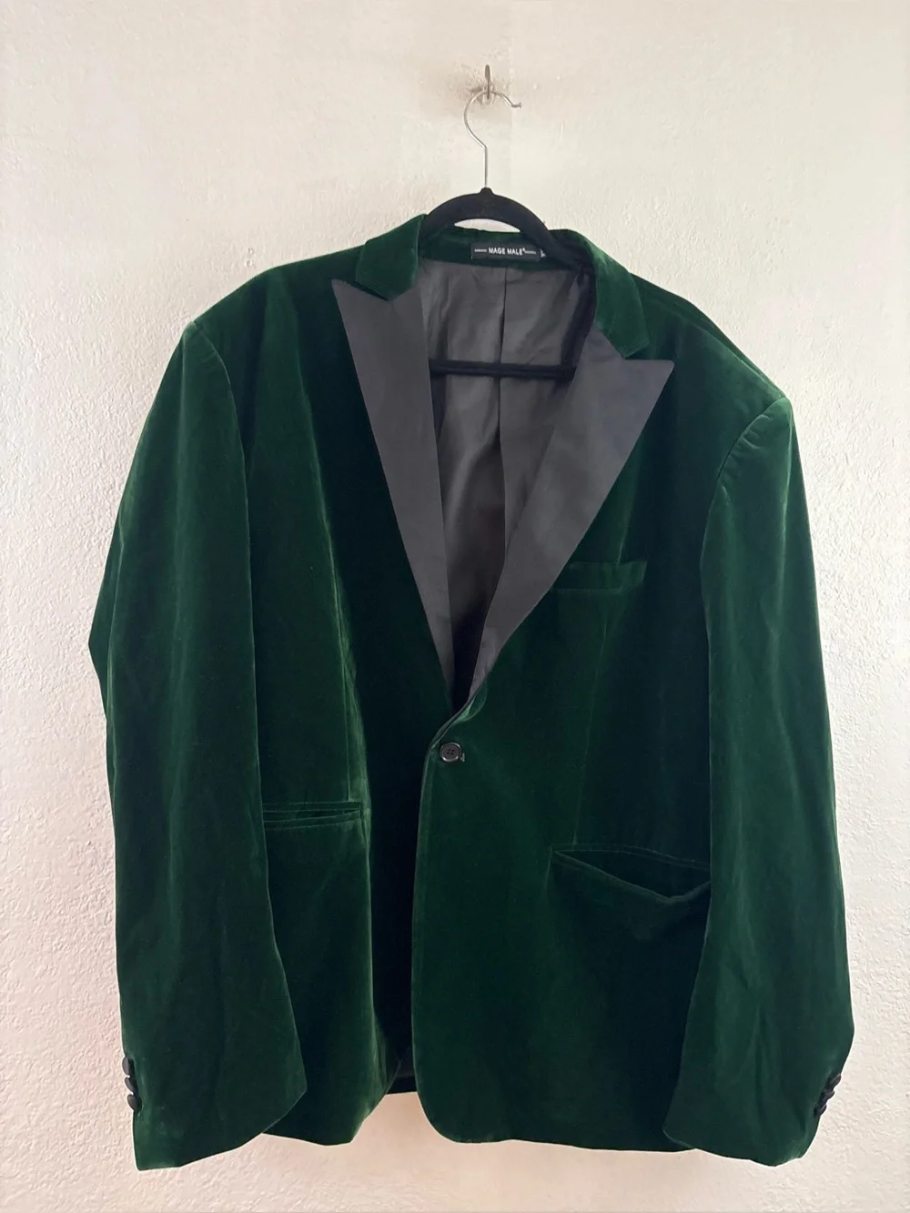 MAGE MALE Green Velvet Tuxedo Blazer Jacket. Size XXL
